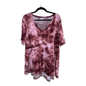 Lularoe Jana Empire Waist Swing Top Pink & White Tie Dye Size XL